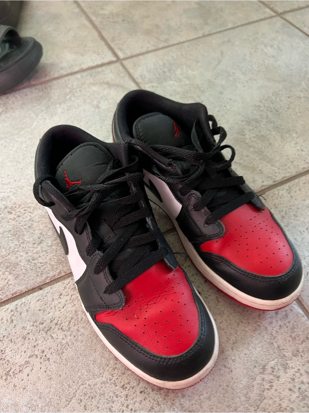 Jordan Low-Top Sneakers in Red, Black & White
